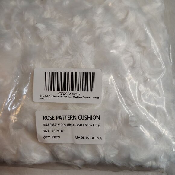 Rose Pattern Pillow Covers 18x18 White Micro Fiber Simple & Opulence 2 in Pack - Picture 6 of 16